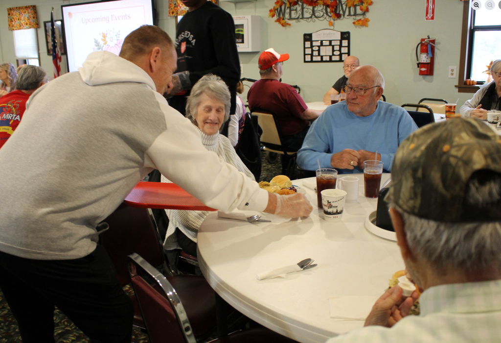Waynesville High School students assisted with the Thanksgiving meal at the Waynesville-St. Robert Senior Citizens Center. Students from both HOSA (future health professionals) and the varsity girls basketball team and their sponsors/coaches helped make the day special. In addition, the basketball players and coaches selected angels from the tree to sponsor for the holidays and later purchased them gifts.