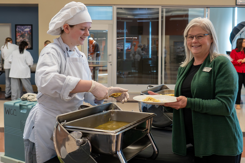 Waynesville Career Center culinary arts students serving the Waynesville-St. Robert Chamber of Commerce on Dec. 10, 2025.