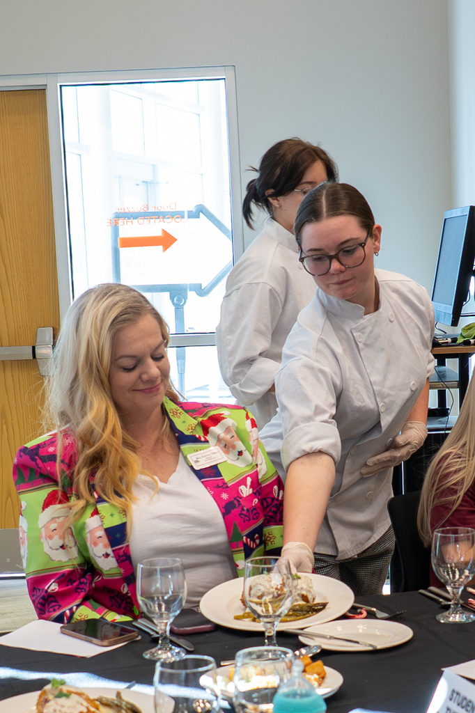 Waynesville Career Center culinary arts students serving the Waynesville-St. Robert Chamber of Commerce on Dec. 10, 2025.