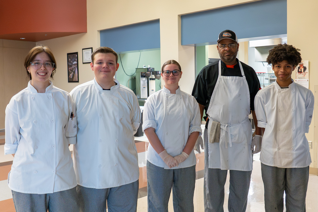 Waynesville Career Center culinary arts students serving the Waynesville-St. Robert Chamber of Commerce on Dec. 10, 2025.