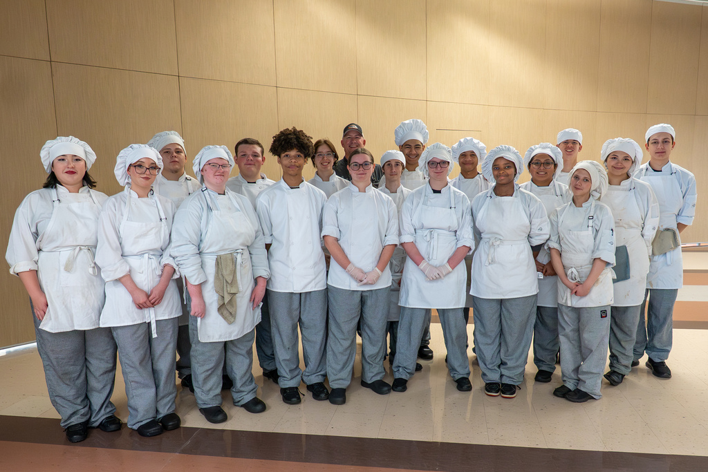 Waynesville Career Center culinary arts students serving the Waynesville-St. Robert Chamber of Commerce on Dec. 10, 2025.