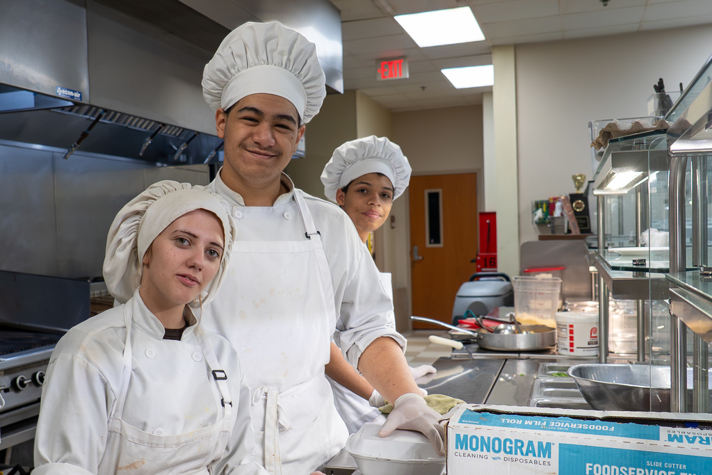 Waynesville Career Center culinary arts students serving the Waynesville-St. Robert Chamber of Commerce on Dec. 10, 2025.
