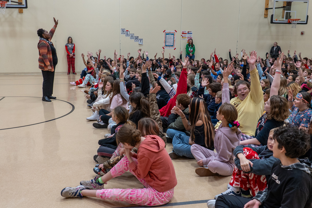 The Waynesville High School Chamber Choir performed holiday tunes before an audience of students at the Waynesville Sixth Grade Center on Dec. 12, 2025. 