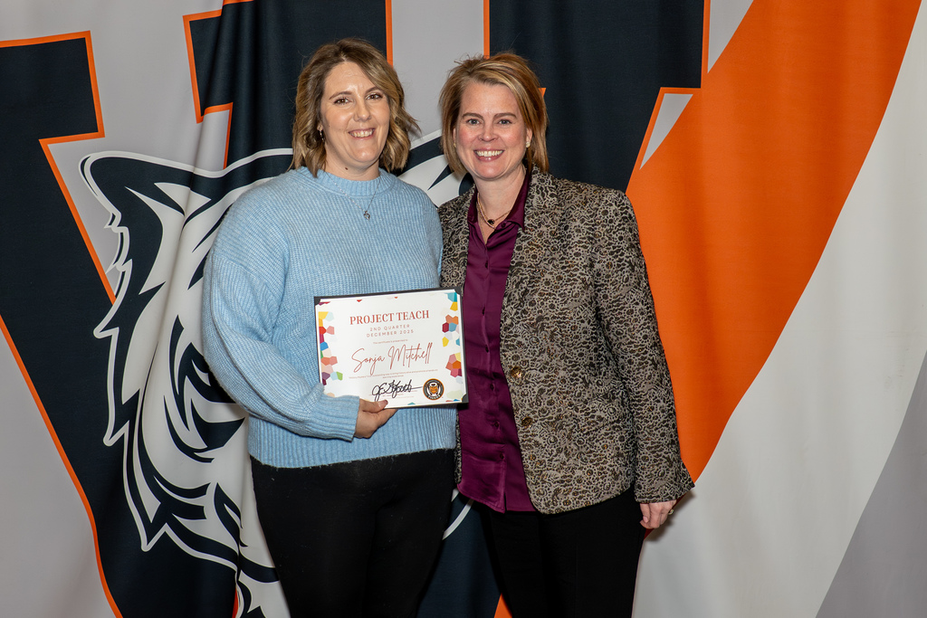 Sonja Mitchell, an 8th grade social studies teacher at Waynesville Middle School, was presented the Second Quarter Project Teach Award by Dr. Jamie Goforth, assistant superintendent of personnel services, during the Waynesville R-VI Board of Education meeting on Dec. 15, 2025.  Mitchell was recognized for her "History Mystery" project, which promotes a hands-on learning experience that brings history to life.  The award comes with a $100 stipend from Personnel Services. 