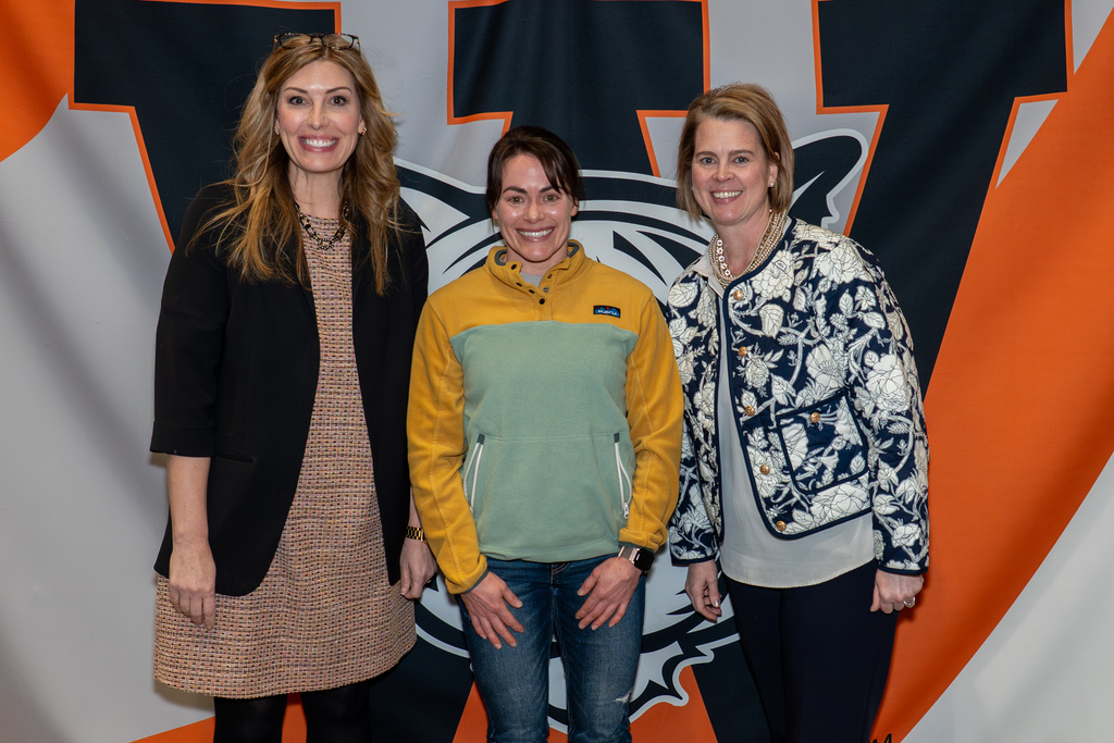 Pictured are Superintendent Hilary Bales, Jessica Dickenson and  Dr. Jamie Goforth, assistant superintendent of personnel services.