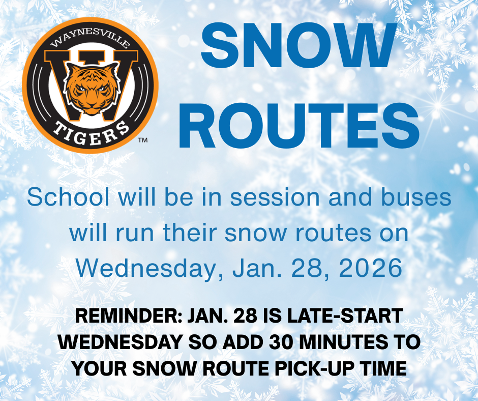 School will be in session and buses will run their snow routes on Wednesday, Jan. 28, 2026.