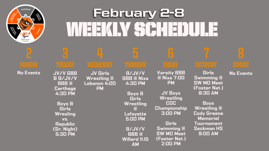 Feb 2-8 Athletic Schedule