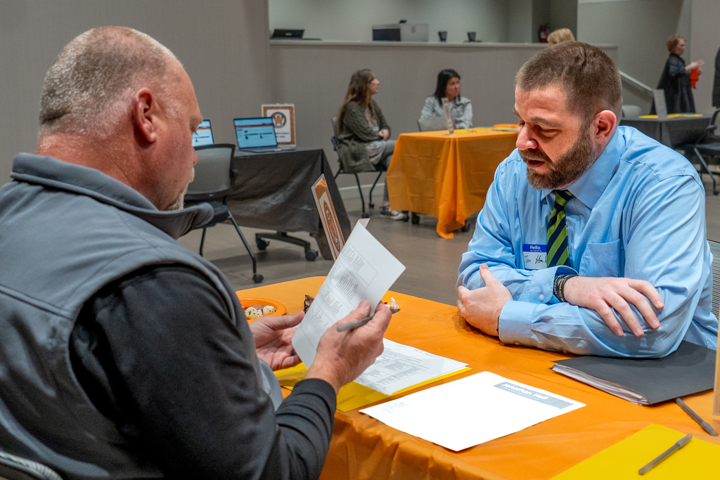 An applicant participates in screening interview