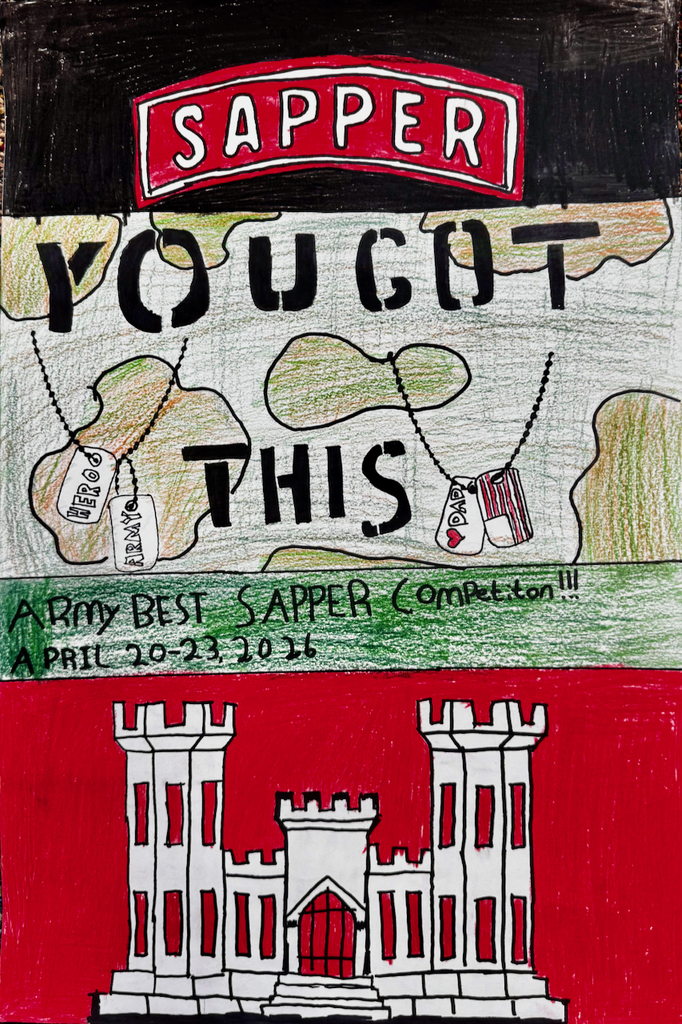 Waynesville Middle School artwork Sapper showing engineer school castle logo 