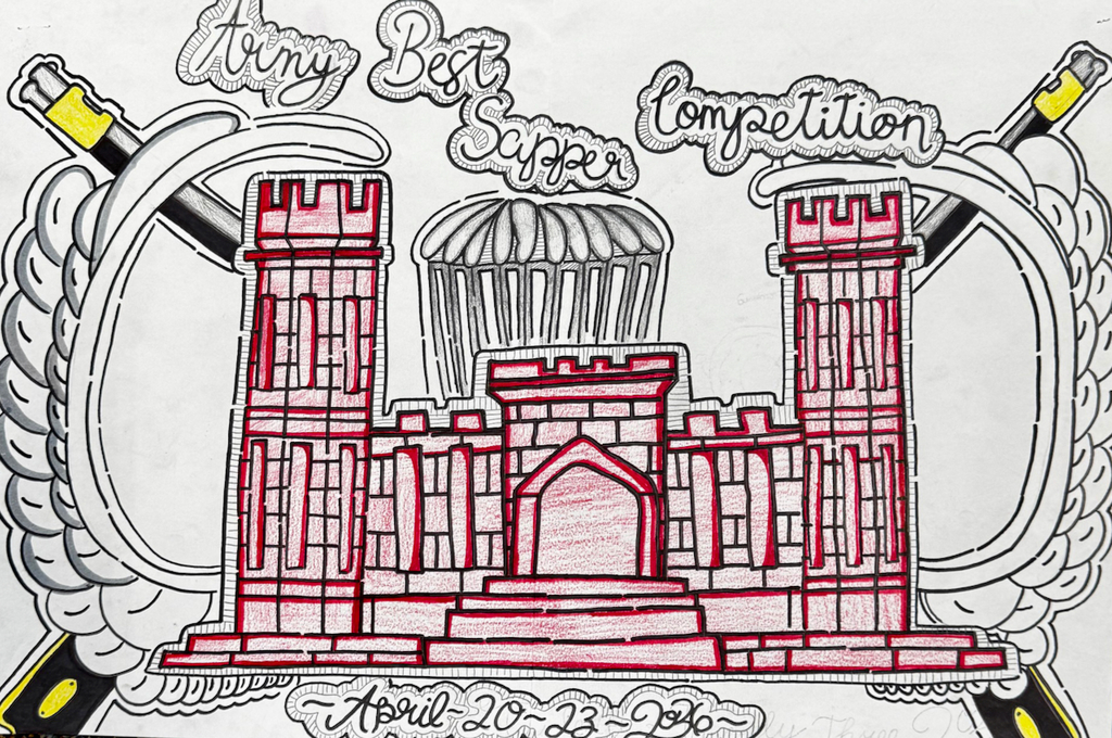 Waynesville Middle School artwork Sapper showing the engineer school castle