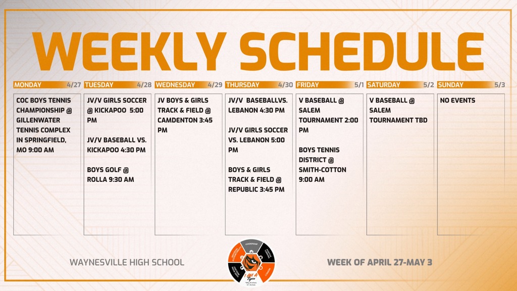 April 27-May 3 HS Athletic Event Schedule