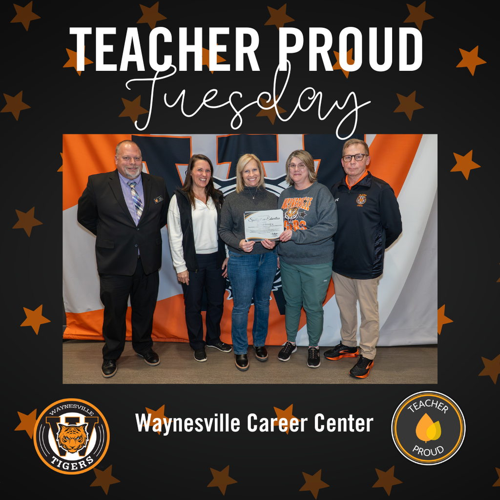Shawneen Hefton, Peggy Arold, Sandy Shelton and Col. (Ret.) Charles Williams from the Waynesville Career Center are being recognized as this week’s #TeacherProudTuesday shout-out.    #ProudTeacherTuesday #WaySchools