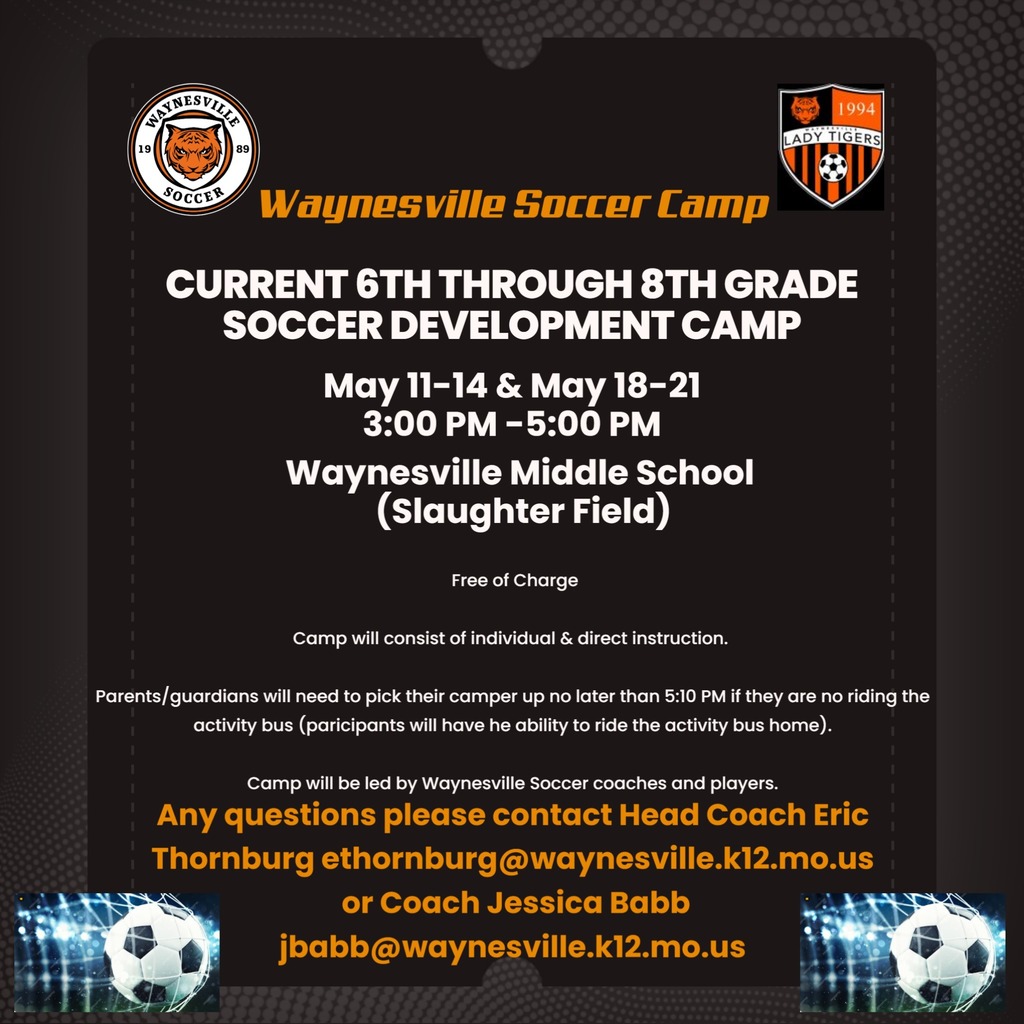 Free soccer camp for grades 6-8 (boys and girls)