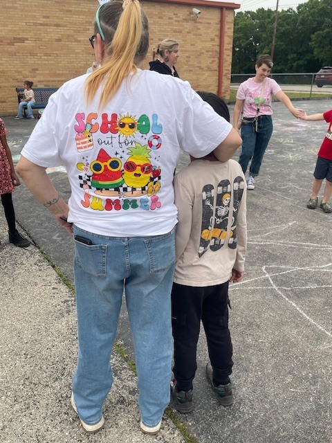 Teacher with student. 