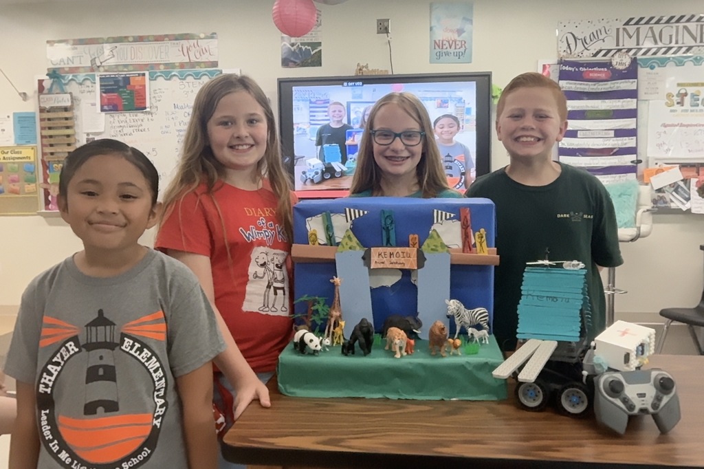 Ten Waynesville R-VI Science, Technology, Engineering and Math (STEM) Launch Teams participated in the 2026 Missouri S&T Project Lead the Way (PLTW) Showcase.     STEM Launch Academy students in grades 3-5 explored how real-world drones can make a meaningful impact by supporting people, animals and conservation efforts. Through research and collaboration, they developed ideas for using drones to deliver food and medical supplies while also monitoring the needs and behaviors of threatened and endangered animals.     Based on feedback and evaluation scores from higher-education faculty and guests at the showcase, Launch Team 5 members Hannah R., Joseph H., Gwyneth E. and Carileigh T. were selected as the Project Based Learning STEM Team of the Year.    “Their project stood out for its originality, creativity and problem-solving, featuring a skywalk that allows visitors to observe animals in a natural setting without disturbing the animals or their habitat,” said Dr. Saralice Campbell, PLTW Launch teacher.  Team 5 members received certificates, programmable robots and other prizes. 