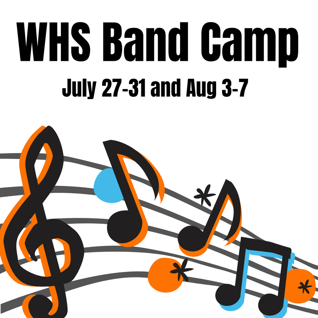 WHS band camp schedule   Waynesville High School's Band Camp sessions will soon be under way. This year’s show is entitled “EYEconic.”  The schedule is as follows:  ______________  July 27-July 31 Band Camp (WHS Band Room)   ·      All woodwind/brass sectionals 8-11:30 a.m. and 1-3 p.m./3-4 p.m. Uniform fitting  ·      Percussion rehearsal 8-11:30 a.m. and 1-3 p.m./3-4 p.m. Uniform fitting  ·      Color guard sectionals 8-11:30 a.m. and 1-3 p.m./3-4 p.m. Uniform fitting  ______________  Aug 3-7 FULL Band Camp (WHS Band Room)  ALL band members (including Color Guard) 8-11:30 a.m. and 1-3 p.m.   ______________  Band rehearsal schedule  The WHS band rehearses every Thursday (6-8:30 p.m.) and Saturday (8-11:30 a.m.) as follows:  ·      Aug. 27, 29  ·      Sept. 3, 10, 12, 17, 19, 24, 26  ·      Oct. 1, 8, 15    ______________  Band competition dates (Performance Times TBA) These are typically all-day events.  ·      Oct. 3 – Valhalla Marching Festival Springfield, MO Parkview High School  ·      Oct. 10 – Branson Marching Invitational Branson, MO Branson High School  ·      Oct. 17 – Ozark Mountain Festival Reeds Spring, MO Reeds Spring High School    ______________  Physical required for marching band  The school district requires all high school marching band and color guard members to have a physical on file in order to participate.  The MSHSAA Physical Form is online at https://5il.co/2mkdp    ______________  More information  For more information, please call 573-842-2400 x3139. 