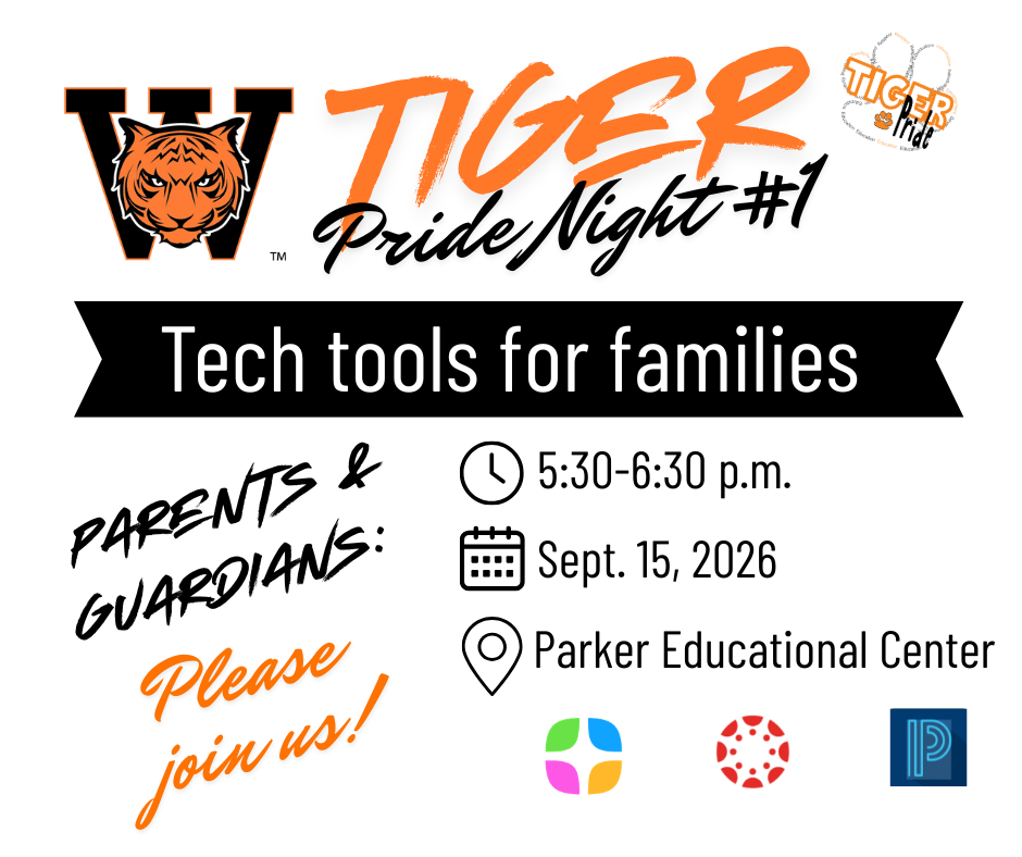 Tiger Pride Night #1: Tech Tools for Families Sept. 15, 2026 | 5:30-6:30 Waynesville R-VI will host a “Tech Tools for parents/guardians from 5:30 to 6:30 p.m. Tuesday, Sept. 15, 2026, as part of the district’s Tiger Pride Night sessions this year. This interactive evening is designed to help families navigate the digital tools that support student learning. Parents and students will receive guidance and hands-on assistance with essential school technology and applications, including ParentSquare, PowerSchool, Canvas, online textbooks and other district resources. This session will help families stay informed, connected and confident in using the technology that supports student success throughout the school year.