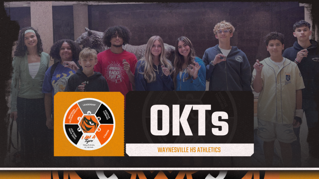 Picture of a group of students holding a Portrait of a Tiger coin, OKTs as the title with the qualities of a tiger listed.