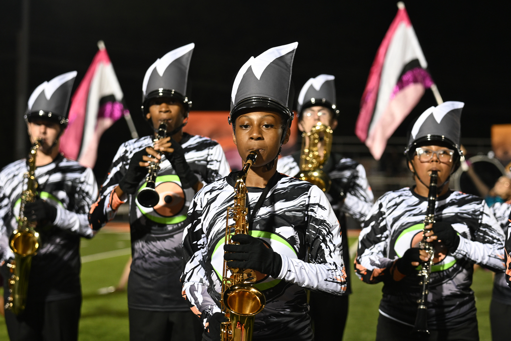 Waynesville High School Band students dressed up in band uniform, to preform there music.