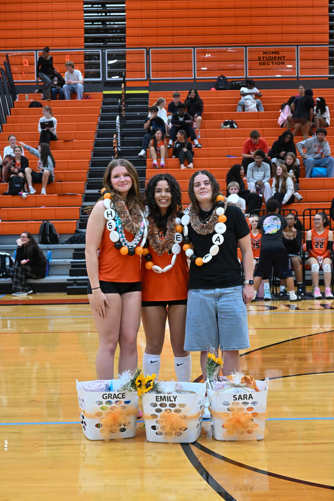 Waynesville High School Senior volleyball players lined up to take a picture.