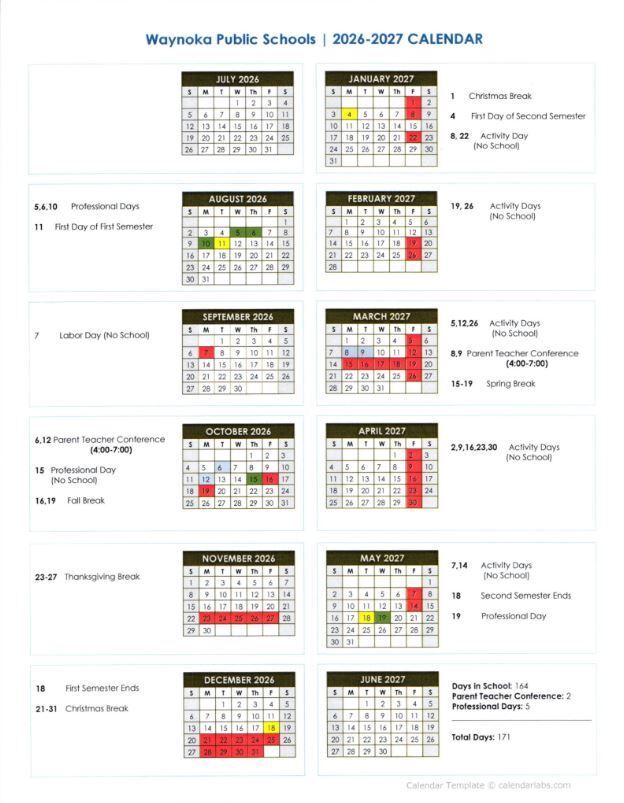 2026-2027 School Calendar
