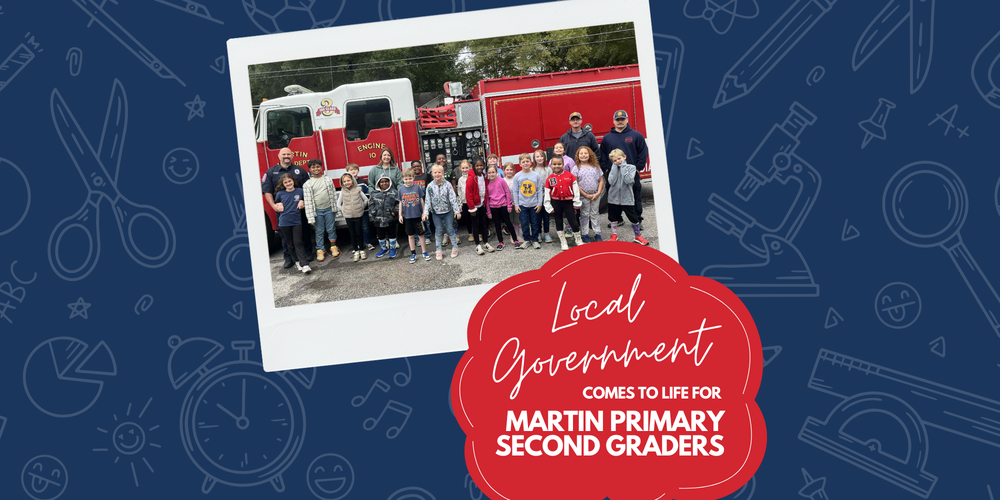 martin primary second graders in front of fire truck