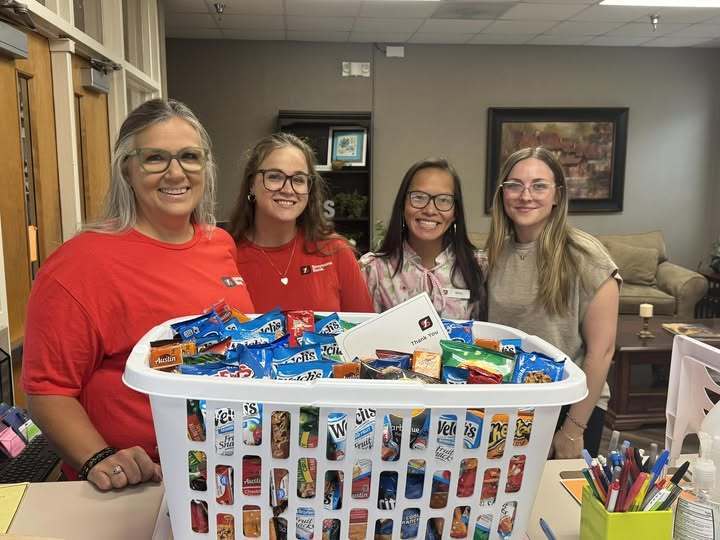 Bank Ladies delivering snacks