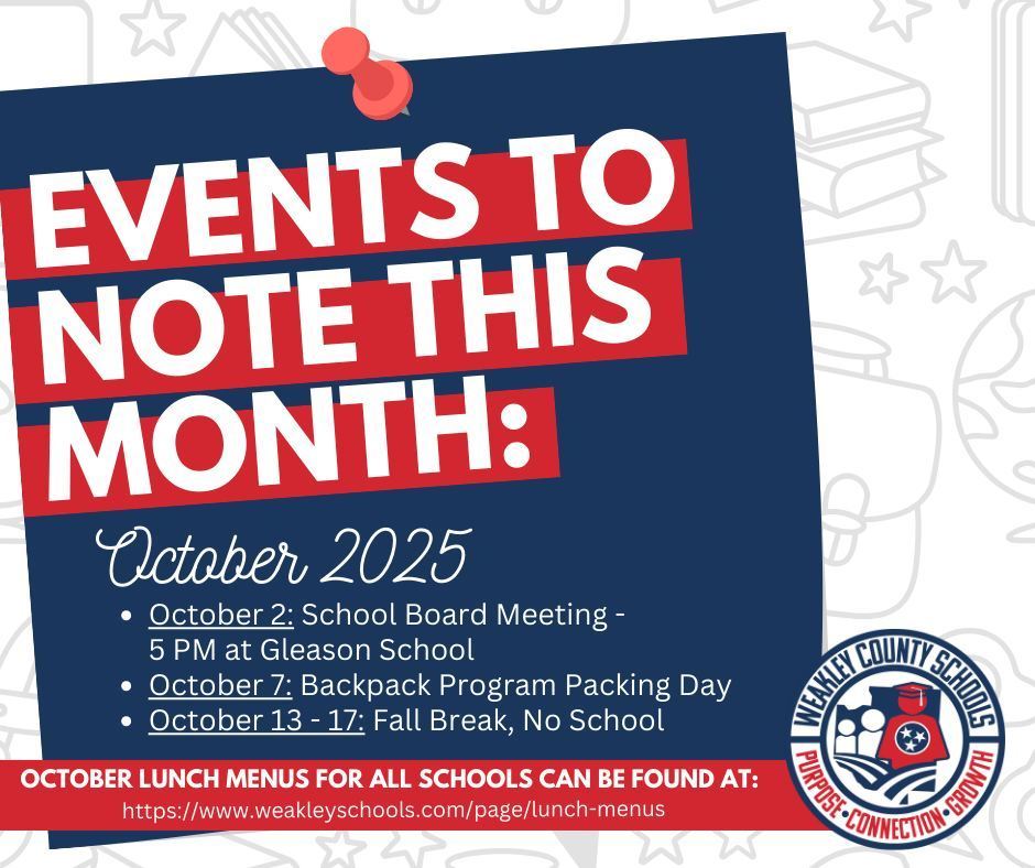 events to note for the month of october