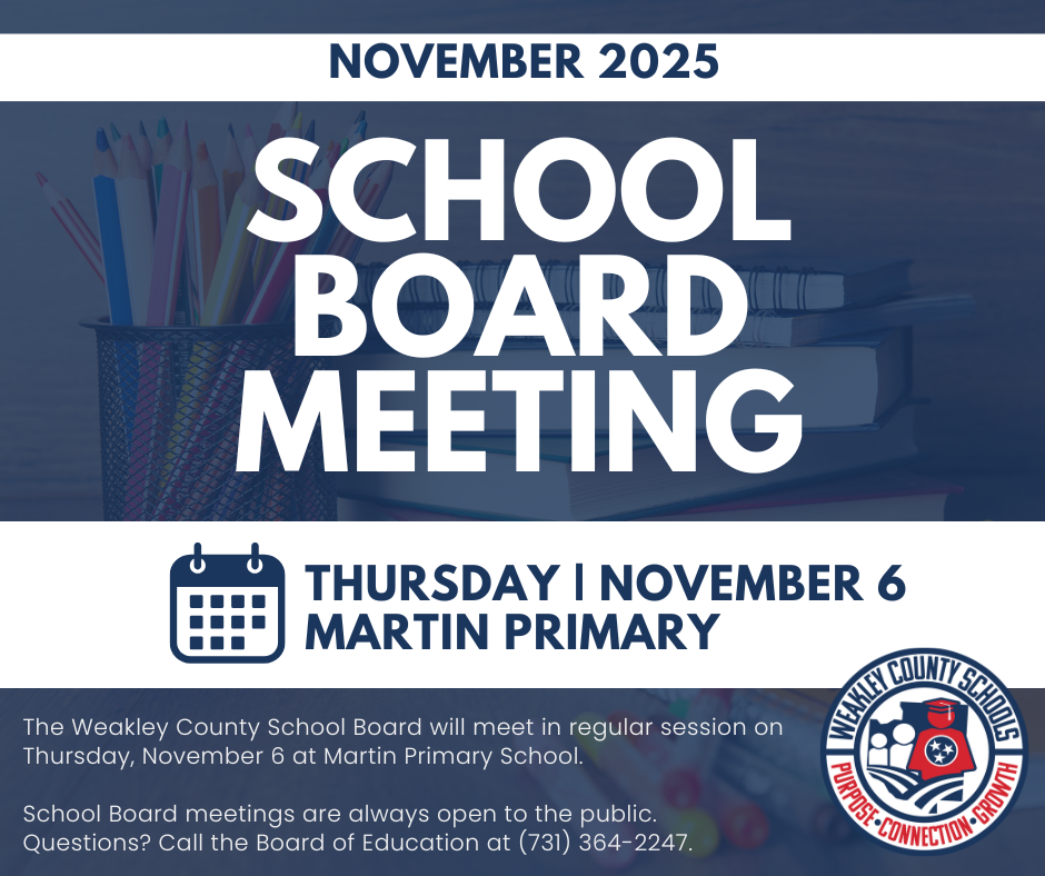 school board meeting announcement - november 6 at martin primary at 5 PM