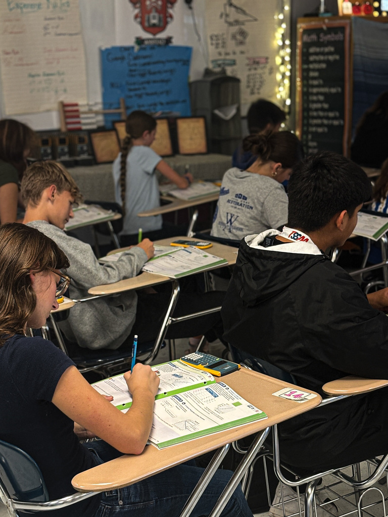 students working in math class