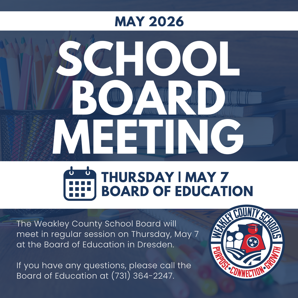 An announcement about a school board meeting in May 2026. Dated Thursday, May 7.