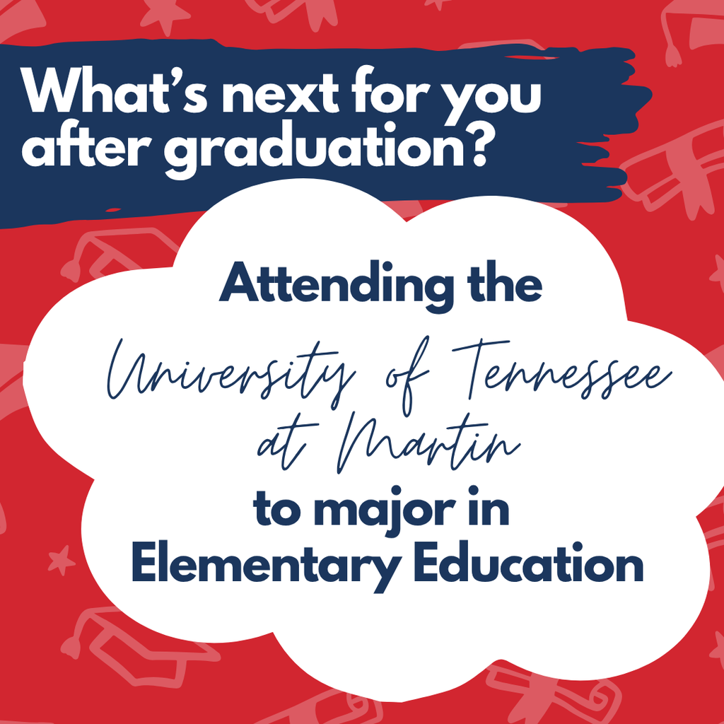 A graphic with a question and answer format about attending a university to major in elementary education.