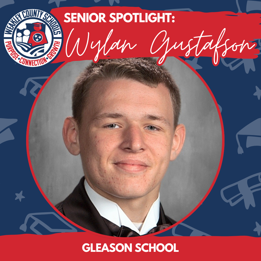 A young man, wearing a black suit and bow tie, smiling for a picture. Caption: "Senior Spotlight: Wlan Gustafson."