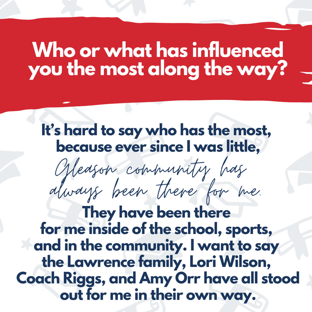 Text with a red line at top asks about influential people or things. Handwritten notes are handwritten in blue ink.