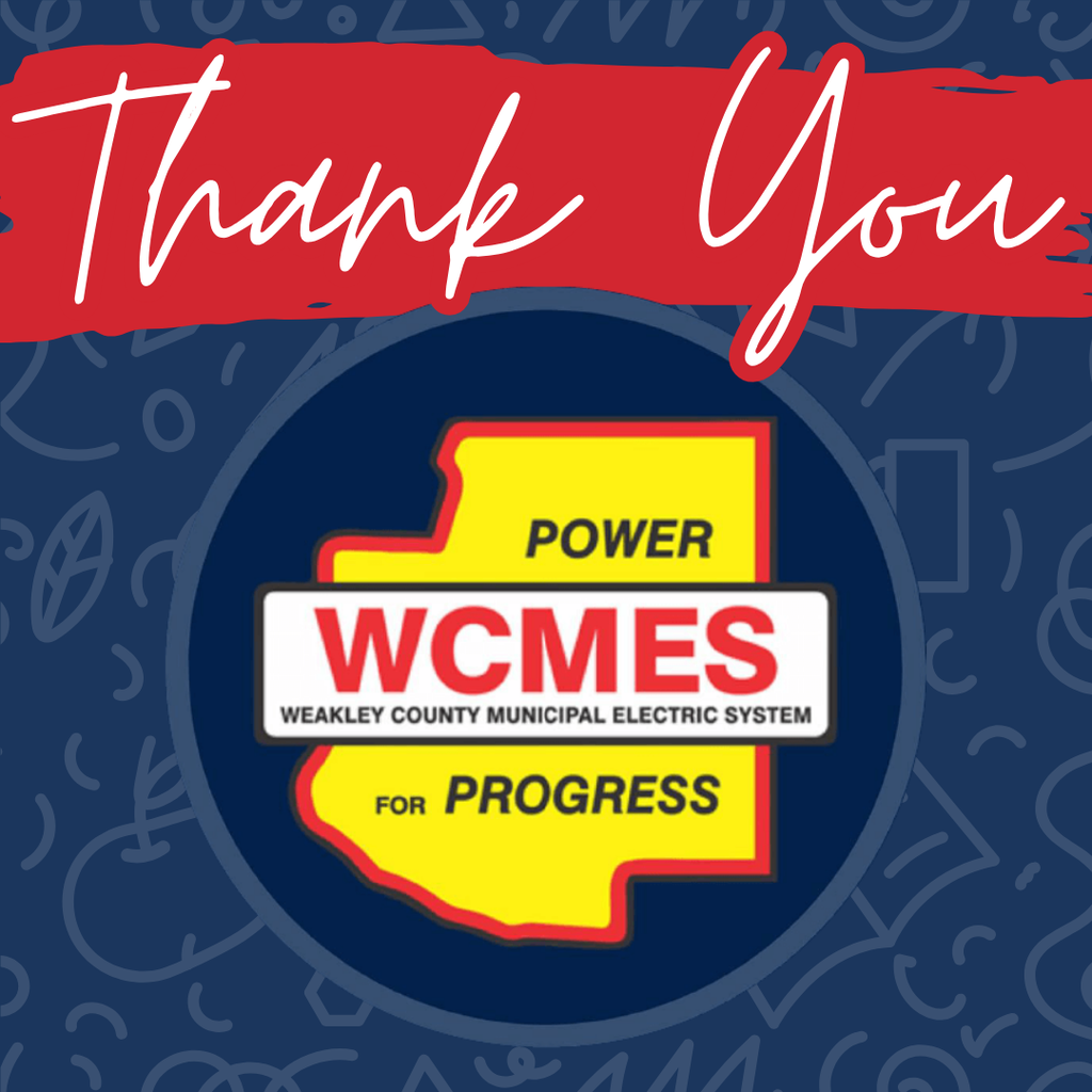 Blue background with yellow and red outline of a map. Text reads "Thank You" and "Power for Progress" above the map.