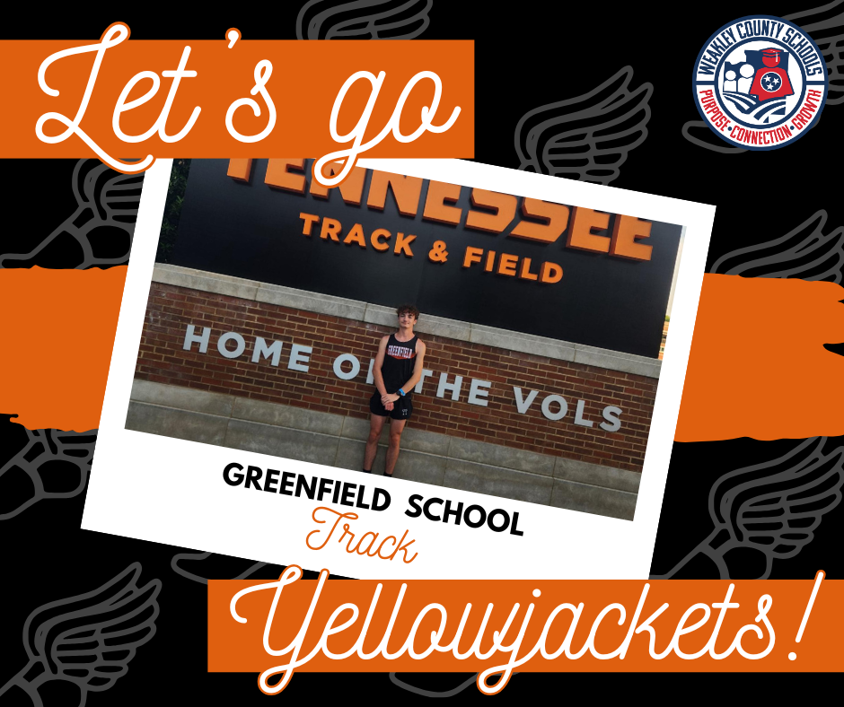 A sports poster features a person standing in front of a brick wall. The wall reads "Tennessee Track & Field" and "Home of the Vols."