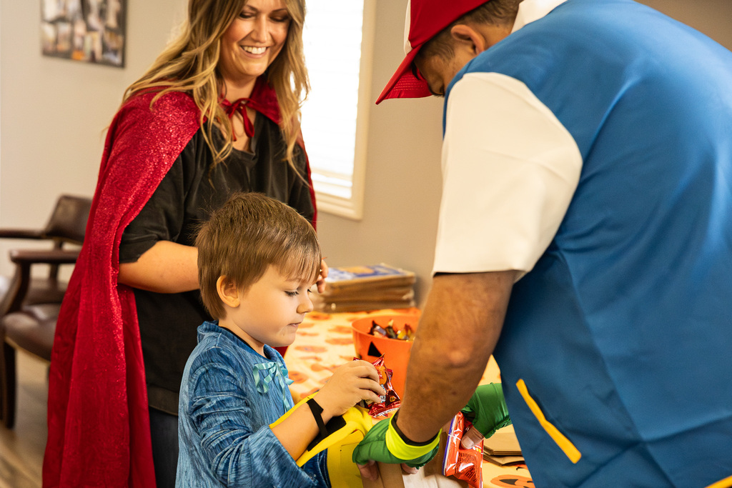 a child is trick or treating 