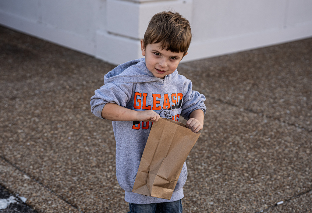 a child is trick or treating 