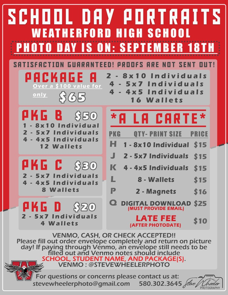 WHS picture day is September 18!