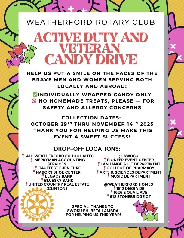 Weatherford Rotary Candy Drive Flyer