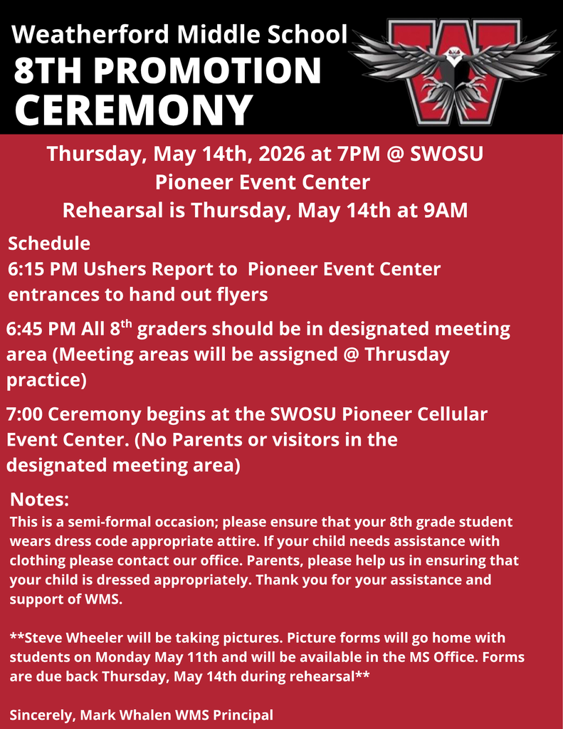 8th grade promotion ceremony information/schedule 