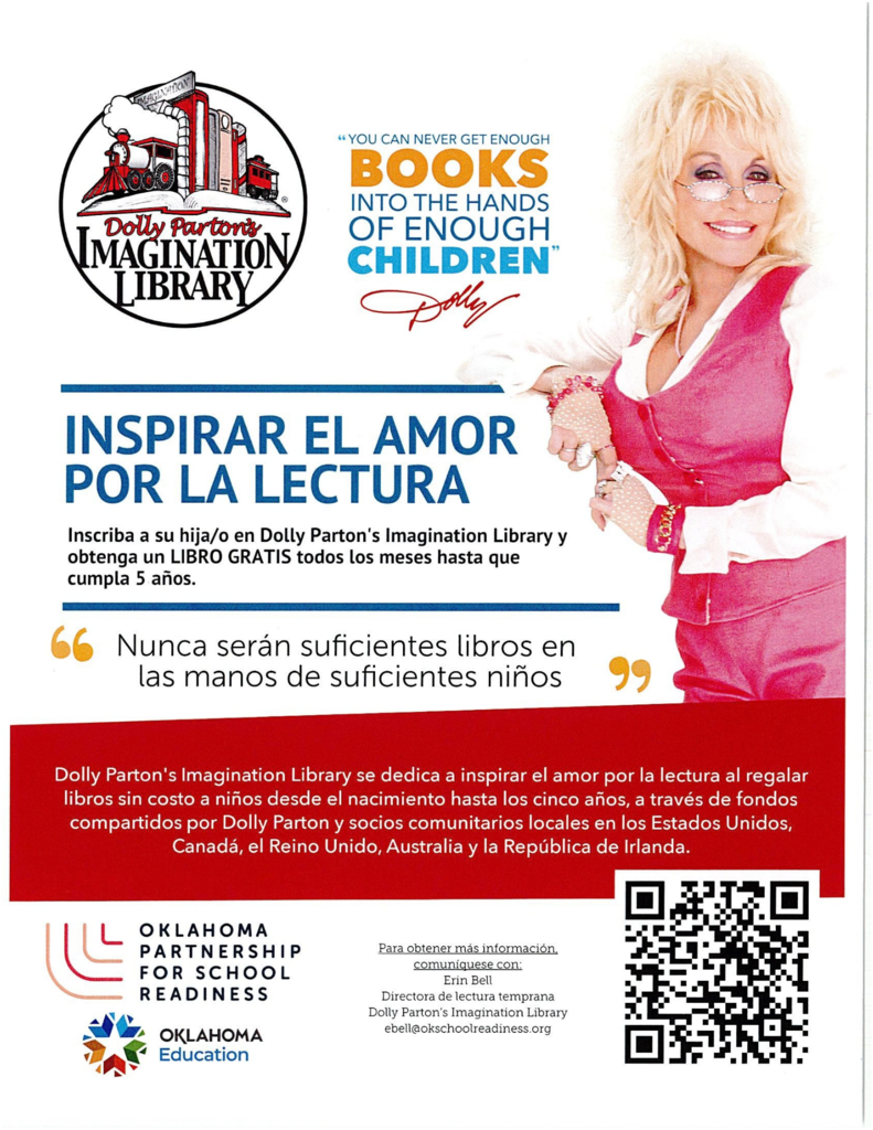 FREE books for your child through age 5!! Dolly Parton's Imagination Library sends free books to students monthly until age 5!!