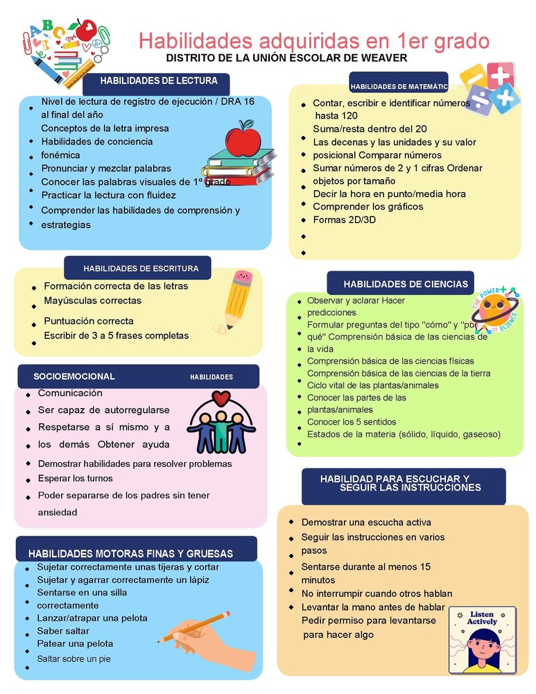 First grade skills in Spanish