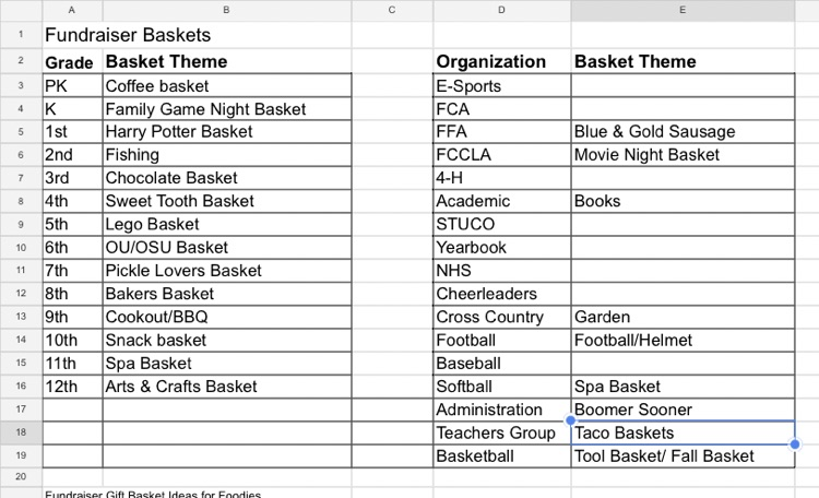 2025 Homecoming Basket Auction