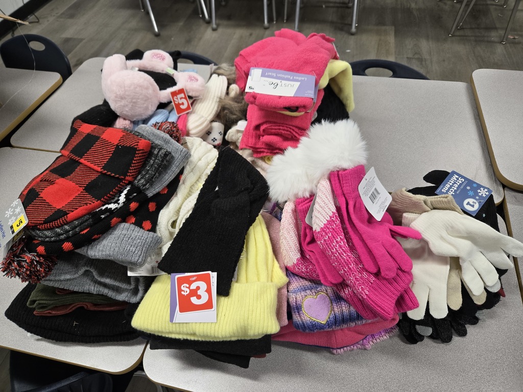 Donated Stocking Caps, Gloves, and Scarves