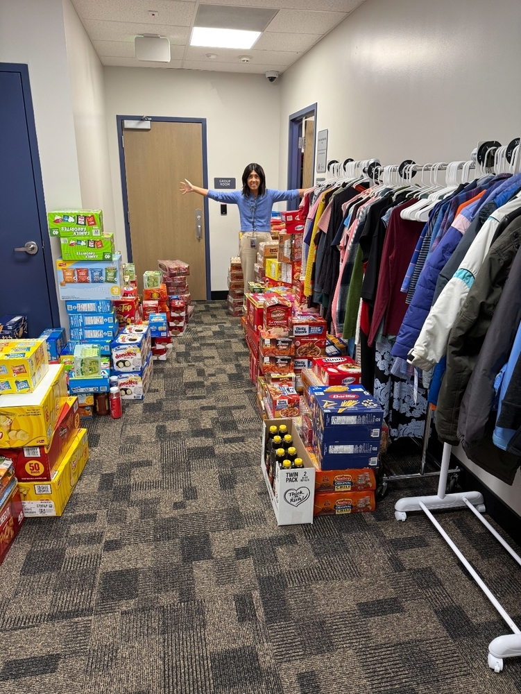 Cari with a recent food donation