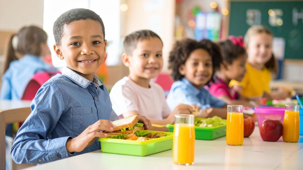 students eating lunch