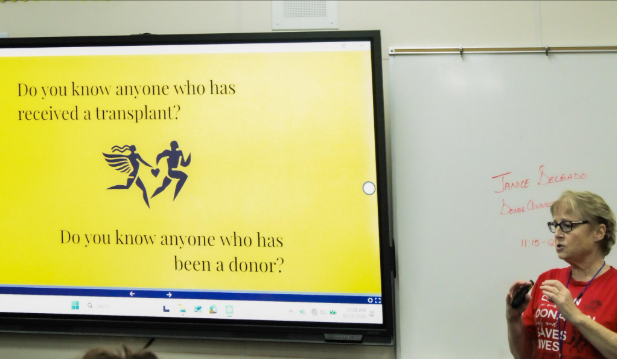 Guest Speaker talking about Organ Donation in class.