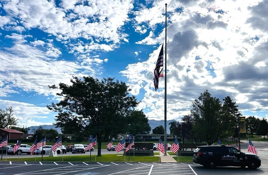 Flags all over the school
