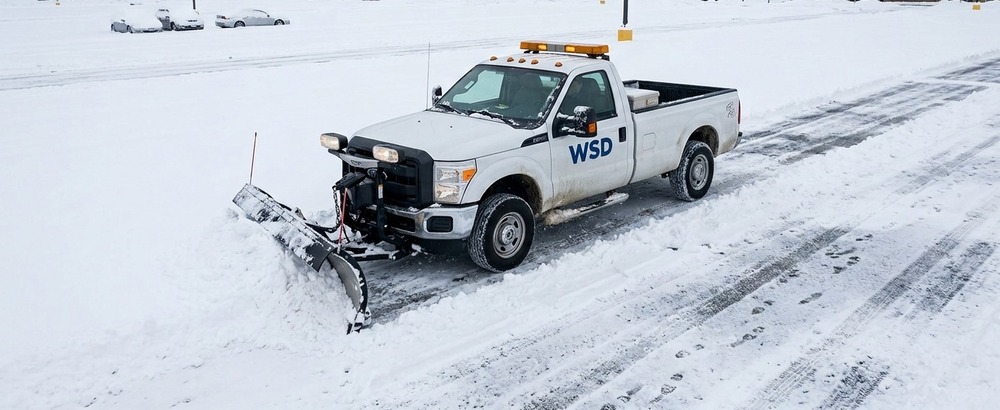 Truck plowing snow